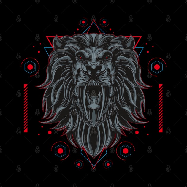 dark lion sacred geometry by sugiartoss_