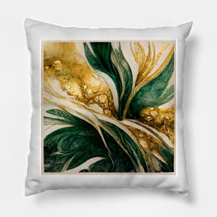 Golden emerald swirl Pillow