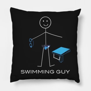 Funny Mens Swimming Guy Pillow