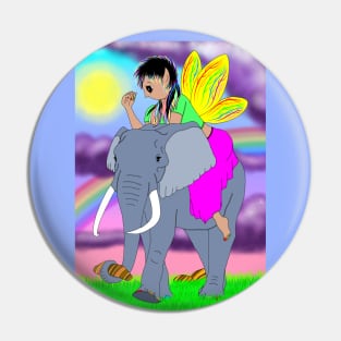 Tiger's eye fairy and elephant friend Pin