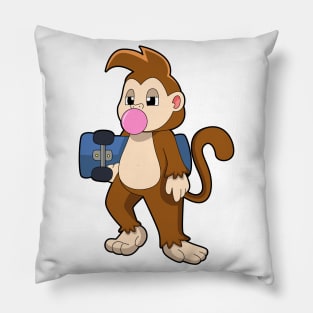 Monkey as Skater with Skateboard Pillow