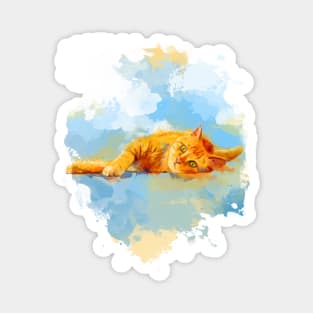 Cat Dream - Orange Tabby Cat Painting Magnet