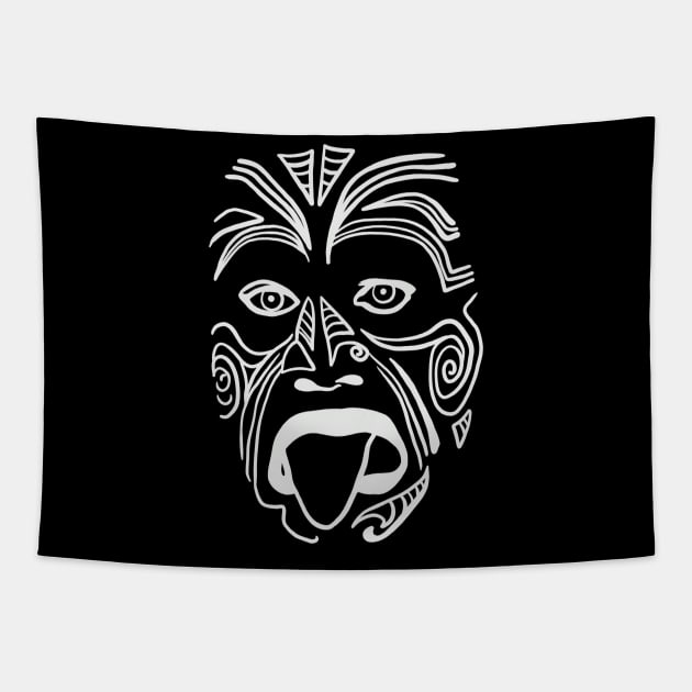 The Tribal Haka Mask Guy - Indigenous Face Tapestry by isstgeschichte