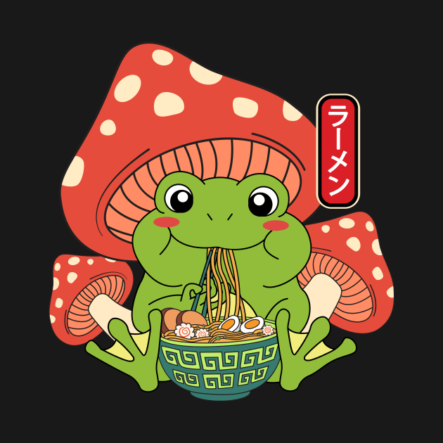 Frog Eating Ramen Noodles Mushroom by nhatartist