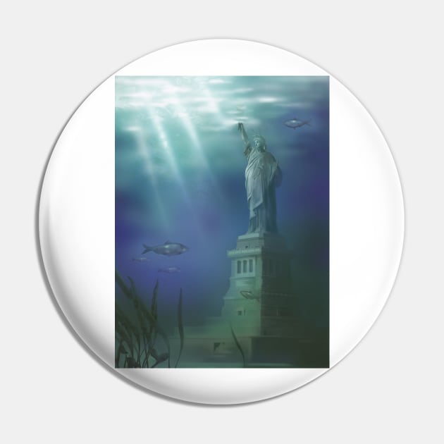 Statue of Liberty Under Water Pin by ScienceSource