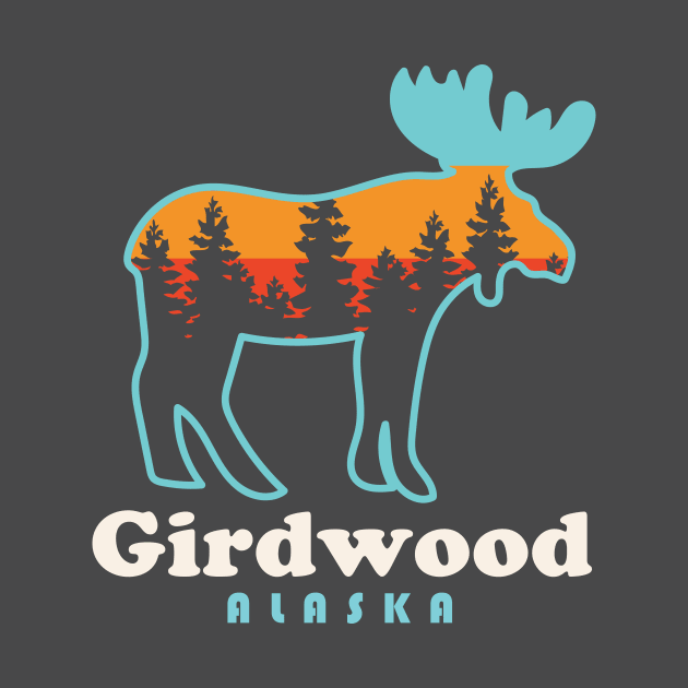 Girdwood Alaska Moose Retro Vintage by PodDesignShop