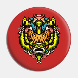 Tiger Colorful Head Illustration Pin