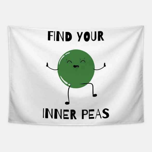 find your inner peas black Tapestry by Typography Dose