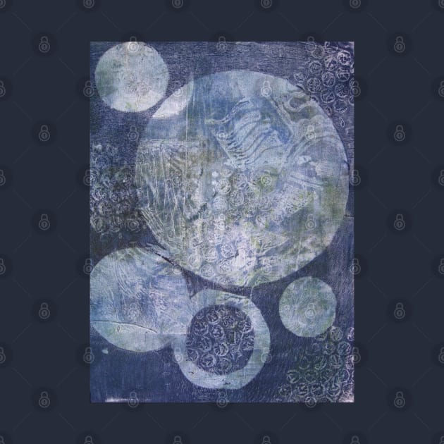 Blue Cosmos Monoprint by Heatherian