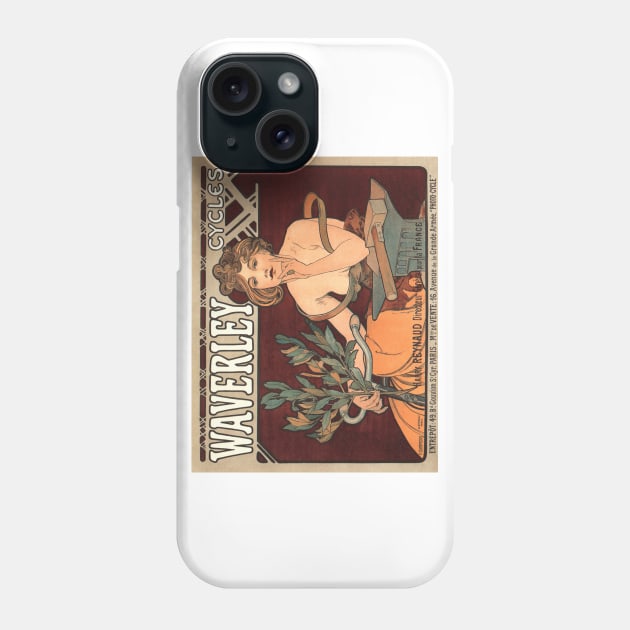 Waverly Cycles - Art Nouveau Advertising Poster Art by Alphonse Mucha Phone Case by Naves