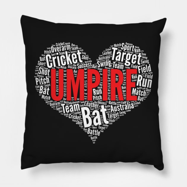 Umpire Heart Shape Word Cloud Design print Pillow by theodoros20