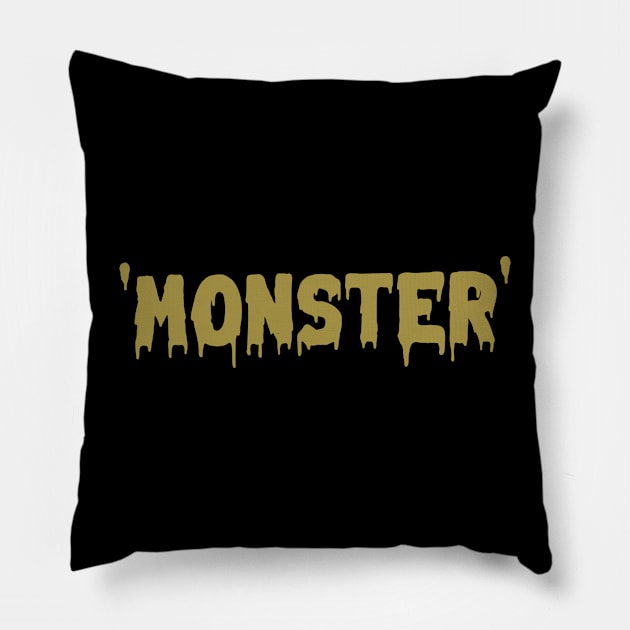 Monster green Pillow by PumpkinStudioart