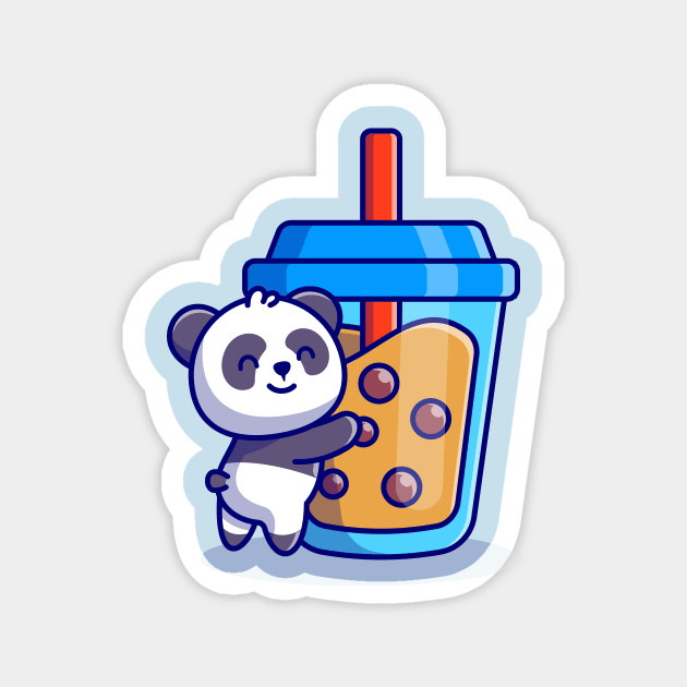 Cute Panda Holding Boba Milk Tea Cartoon Magnet by Catalyst Labs