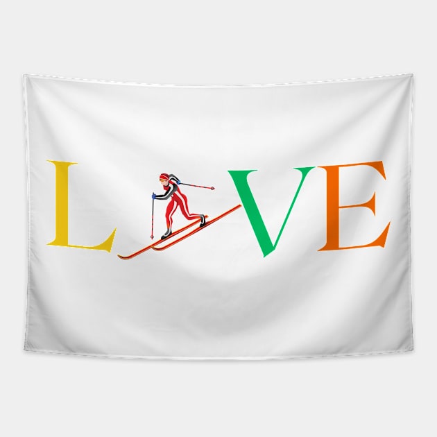 Love Biathlon Olympic Ski Rifle Tapestry by TimelessonTeepublic