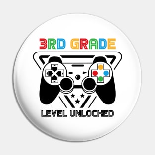 3rd Grade Level Unlocked Video Gamer Back to School Boys Pin