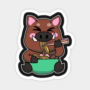 Anime Kawaii Ramen Eating Wild Boar Japanese Noodles Magnet