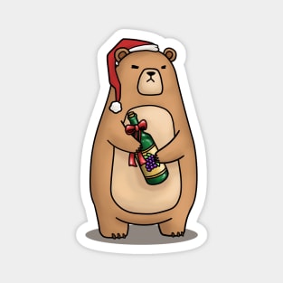 Christmas Bear in Santa Hat Magnet