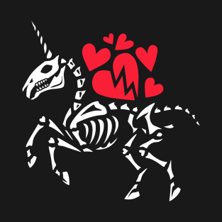 Skeleton of Unicorn with Broken Heart T-Shirt