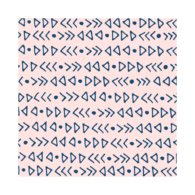 Light Pink Navy Blue Graphic Triangles Arrows Pattern by dreamingmind