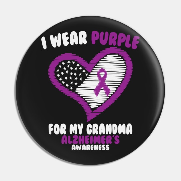 Alzheimers Awareness - I Wear Purple For My Grandma Pin by CancerAwarenessStore