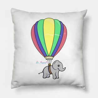 Be Happy Elephant Pillow