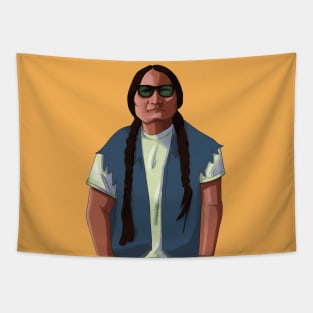 Native American Chief Sitting Bull GTA Art Style Portrait no Background Tapestry