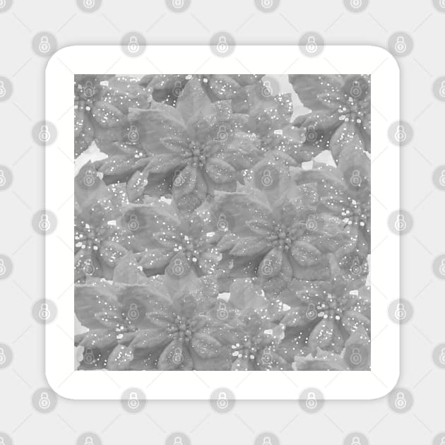 POINSETTIA WHITE TWINKLE SPARKLE PATTERN Magnet by Overthetopsm