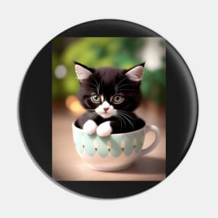 Adorable Cat Illustration - Modern Digital Art Pin