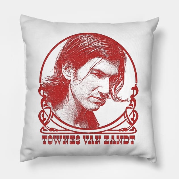 Townes Van Zandt // Retro Faded Style Design Pillow by DankFutura