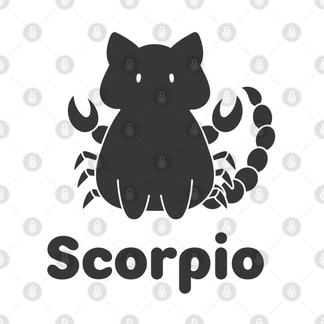 Scorpio Cat Zodiac Sign with Text (Black and White) by artdorable