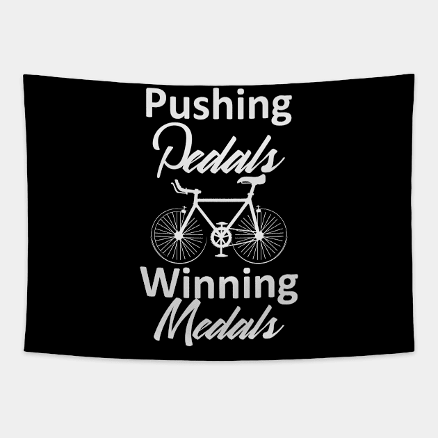 Bicycle Pedals Winning Medals | Biking Cyclist Tapestry by DesignatedDesigner