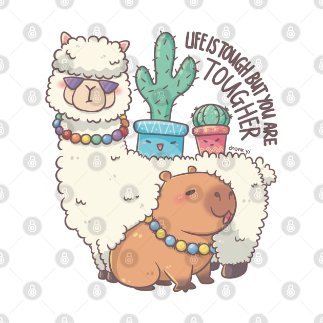 Life is tough but you are tougher - Alpaca Capybara Cactus Gang by XEENYEE