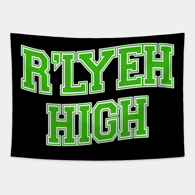 R'LYEH HIGH (Green) Tapestry by Hiraeth Tees