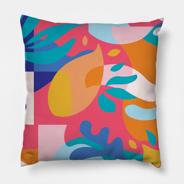 Amalfi Abstraction / Colorful Modern Shapes Pillow by matise