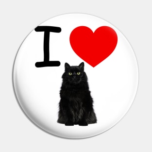 I HEART BLACK BLACK PERSIAN CAT Pin