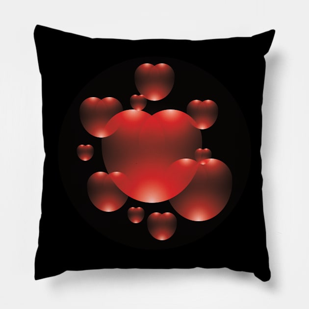 Cute valentines hearts Pillow by Ricogfx