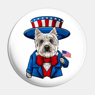 Fourth of July Westie Pin