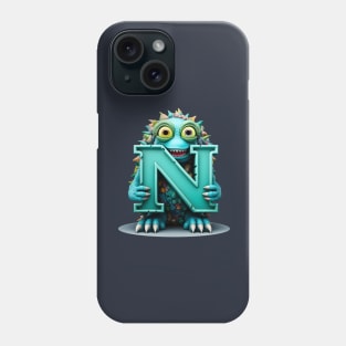 Cute Monster for Kids Alphabet Letter N Funny Back to School Phone Case