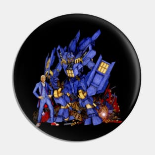 12th Doctor with Samurai Phone box Transformers Pin