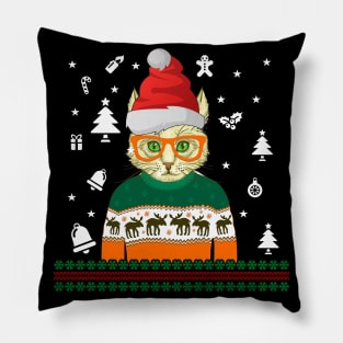 Ugly Christmas Sweater Cat TShirt Ugly Christmas Pillow