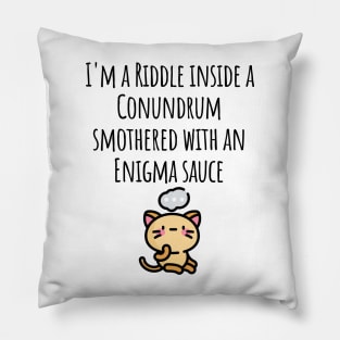 Funny I'm a Riddle Conundrum Enigma Cat design Pillow