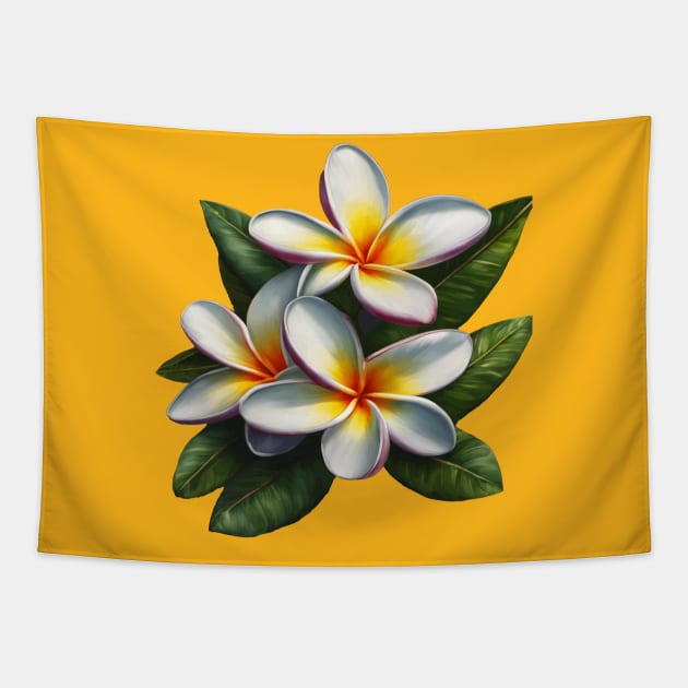 Plumeria Exotic And Beautiful Floral Cut Out Tapestry by taiche