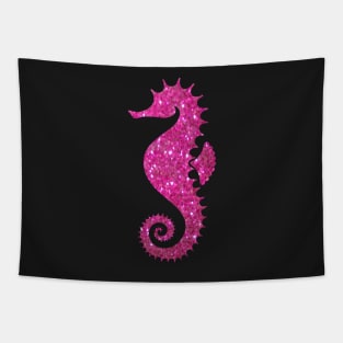 Hot Pink Faux Glitter Seahorse Tapestry