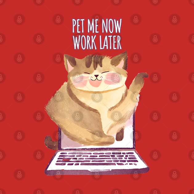 Pet Me Now Work Later - Kitten Cat out of Laptop by Millusti