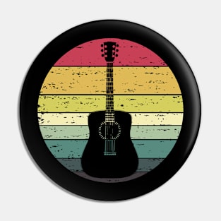 Retro Sunset Guitar Distressed Retro Rainbow Colors Pin