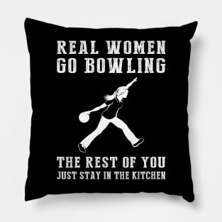 Strike a Laugh and Hit the Lanes! Real Women Go Bowling Tee - Have Fun with this Hilarious T-Shirt Hoodie! Pillow