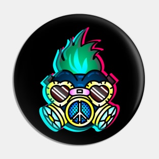 Punky Gas Mask - Red and Blue Ed. Pin