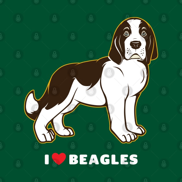 I Love Beagles Puppy Dog Art by Rumble Dog Tees