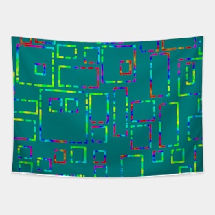 Rainbow Blocks on Teal 5748 Tapestry