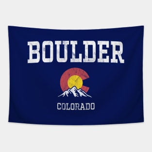 Boulder Colorado CO Vintage Athletic Mountains Tapestry